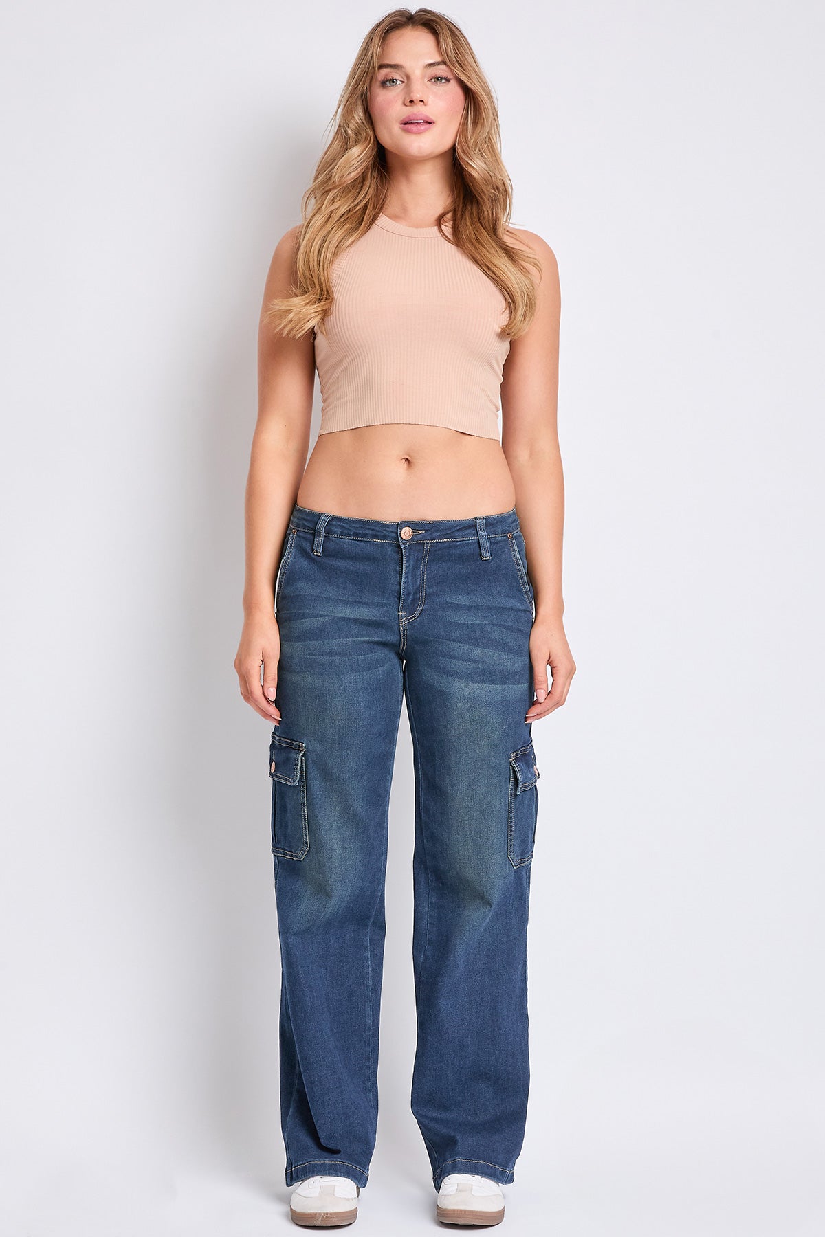 Ymi Women's Straight Cargo Skater Jeans in M Medium Blue view 22 - Women'S Straight Jeans (bottom)
