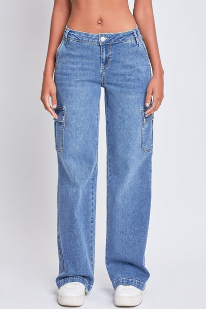 Ymi Women's Straight Cargo Skater Jeans in M Medium Blue view 28 - Women'S Straight Jeans (bottom)