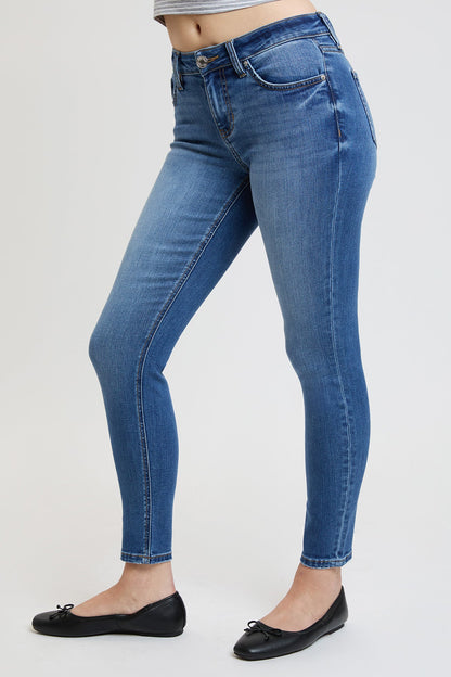 Ymi Women's Super Soft Mid Rise Skinny Jeans in M Medium Blue view 11 - Ymi Womens Pants (bottom)