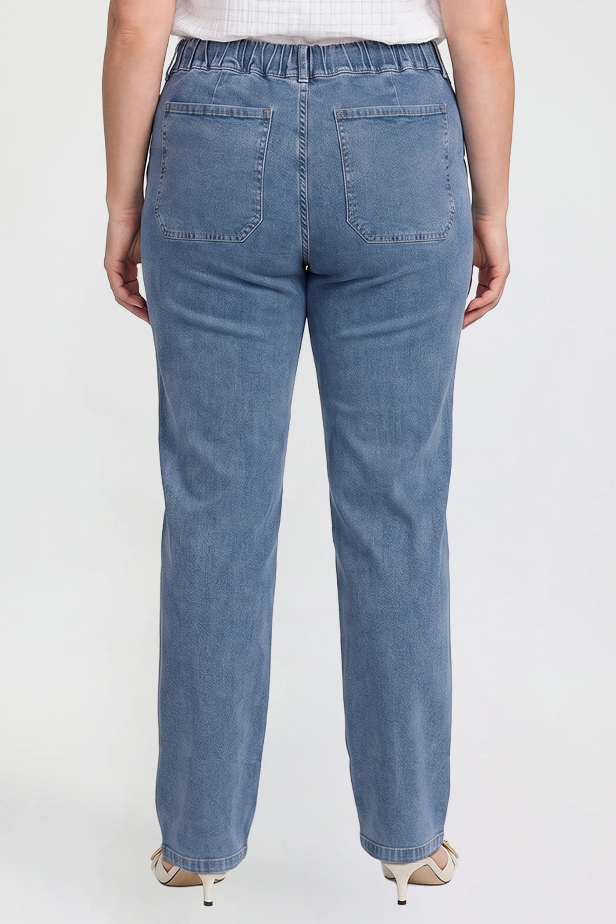 Ymi Women's Tie Front Wide Leg Jeans in M Medium Blue view 4 - Tie Front Jeans (bottom)