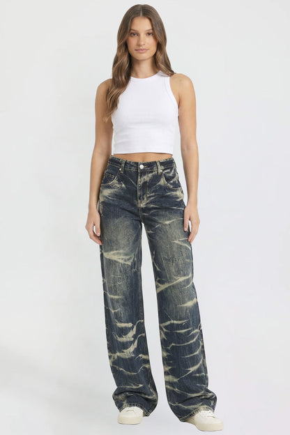 Ymi Women's Wide Leg Essential Baggy Jeans in S Midnight Sky Blue - Women'S Wide Jeans Outfit (bottom)