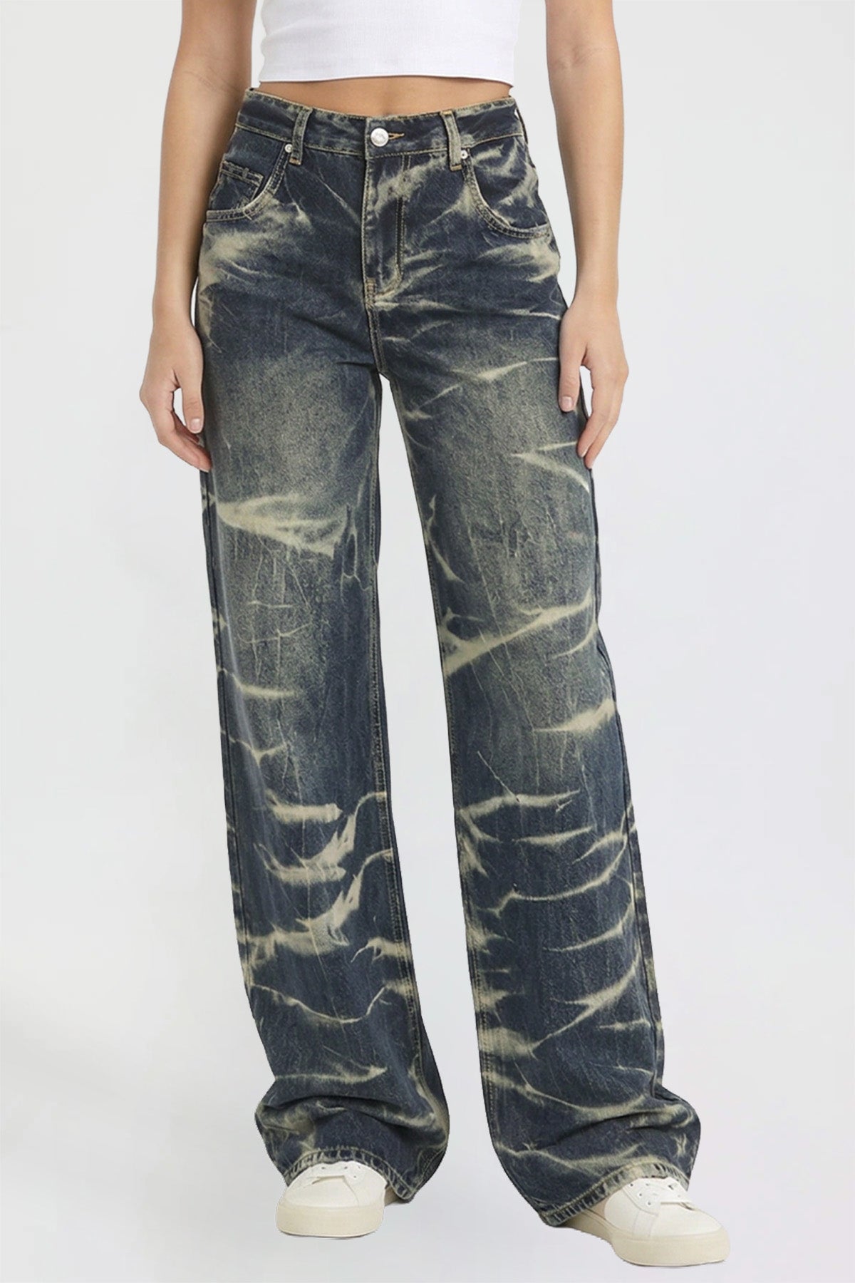 Ymi Women's Wide Leg Essential Baggy Jeans in S Midnight Sky Blue view 2 - Women'S Wide Jeans Outfit (bottom)
