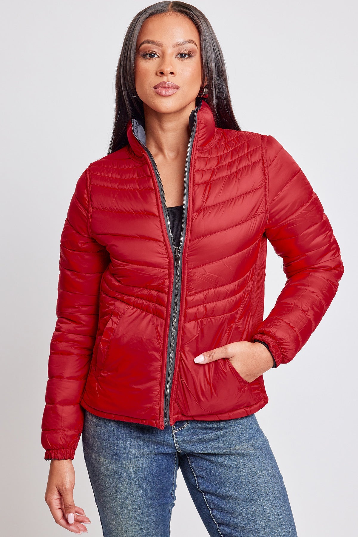 Ymi Women's Winter Reversible Fitted Puffer Jacket view 6 - Fall Wardrobe Essential - Womens Winter Jacket Sale