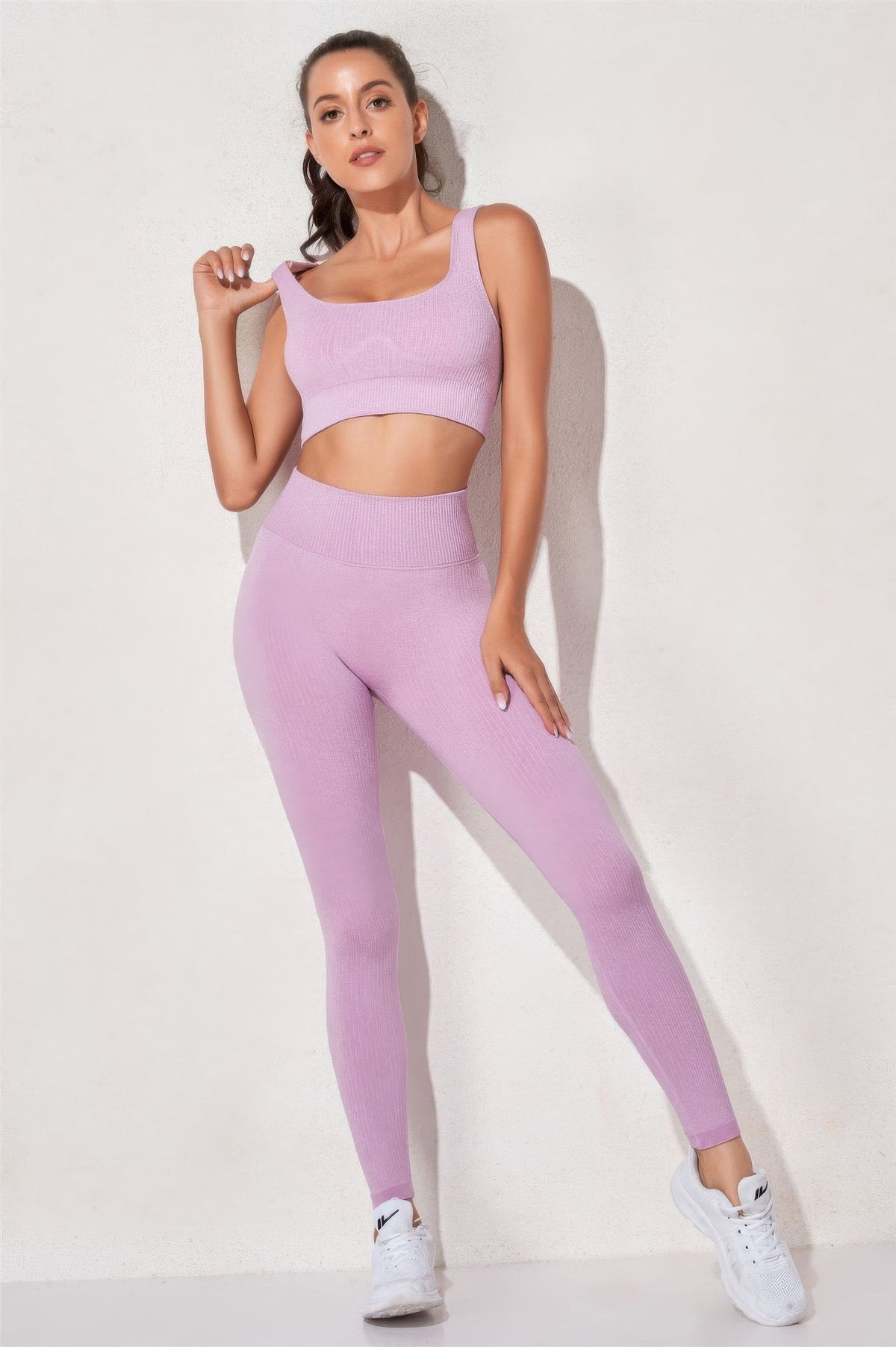Yoga Two Piece Set in Khaki view 8 - Yoga Set Two Piece (one-piece)