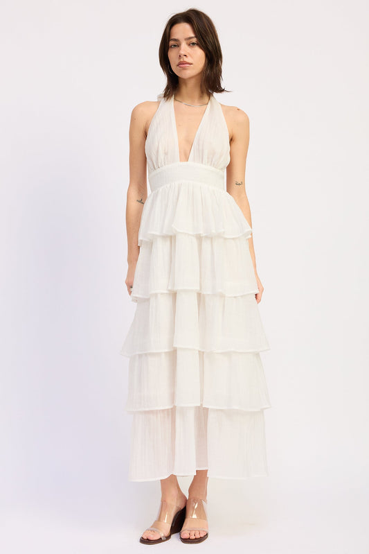 Yvonne Midi Dress in Off-White - Yvonne Midi Dress Adeline Floral Yellow