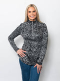 Zebra Jacquard Quarter Zip Top Zebra (top) - zip top, quarter zip top - shop at us.meeeshop