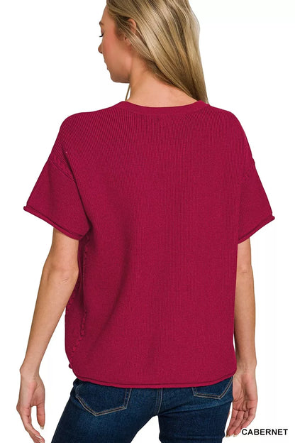 zenana viscose round Zenana Viscose Round Neck Top & Pants Set view 3 (top) - shop at us.meeeshop