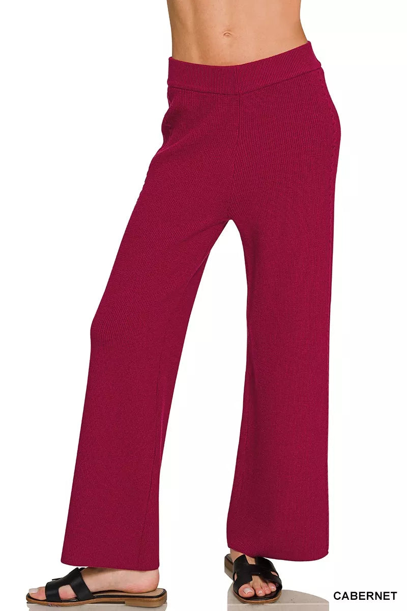 Zenana Viscose Round Neck Top & Pants Set view 5 (top) - set top, pants set top - shop at us.meeeshop