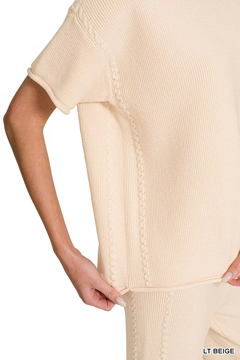 zenana viscose round Zenana Viscose Round Neck Top & Pants Set view 8 (top) - shop at us.meeeshop