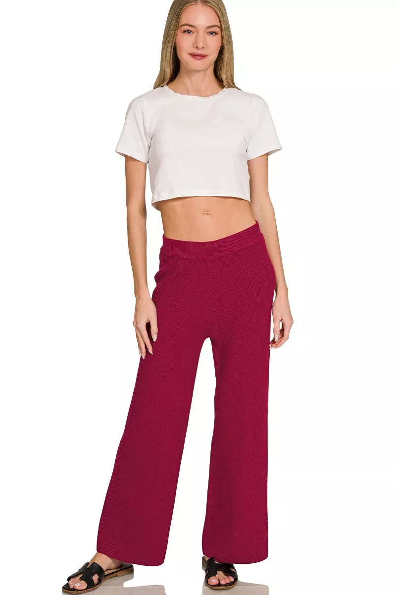 zenana viscose round Zenana Viscose Round Neck Top & Pants Set view 8 (top) - shop at us.meeeshop