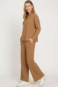 Zenana Viscose Sweater Top & Pants Set DEEP CAMEL (top) - is viscose breathable for pyjamas, is viscose - shop at us.meeeshop