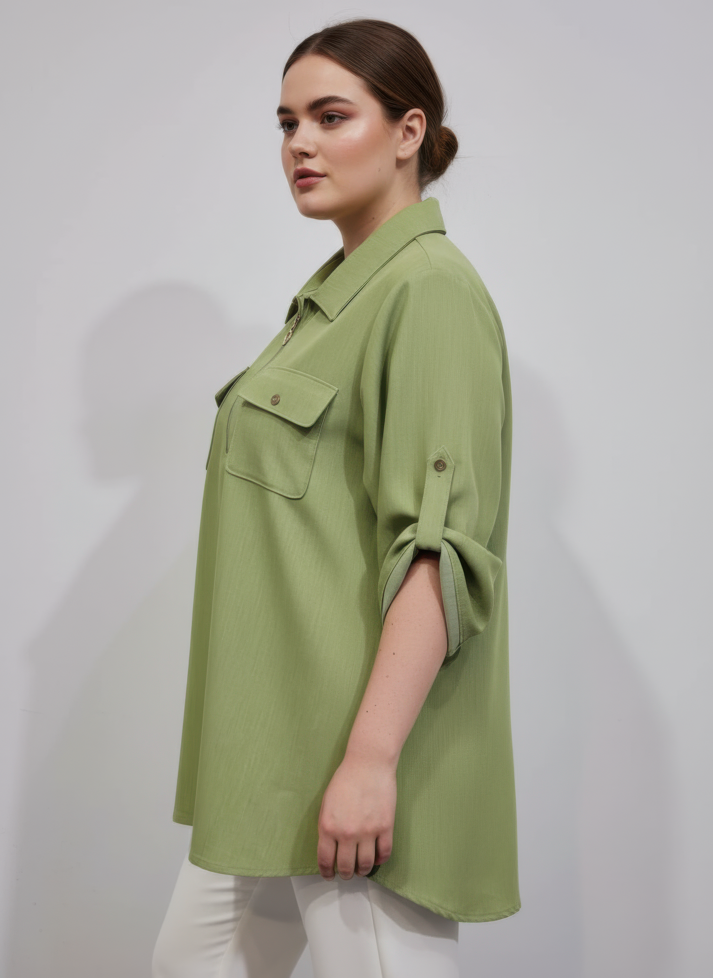 Zip Front Utility Pocket Tunic Blouse view 5 - Zip Utility Shirt (top)