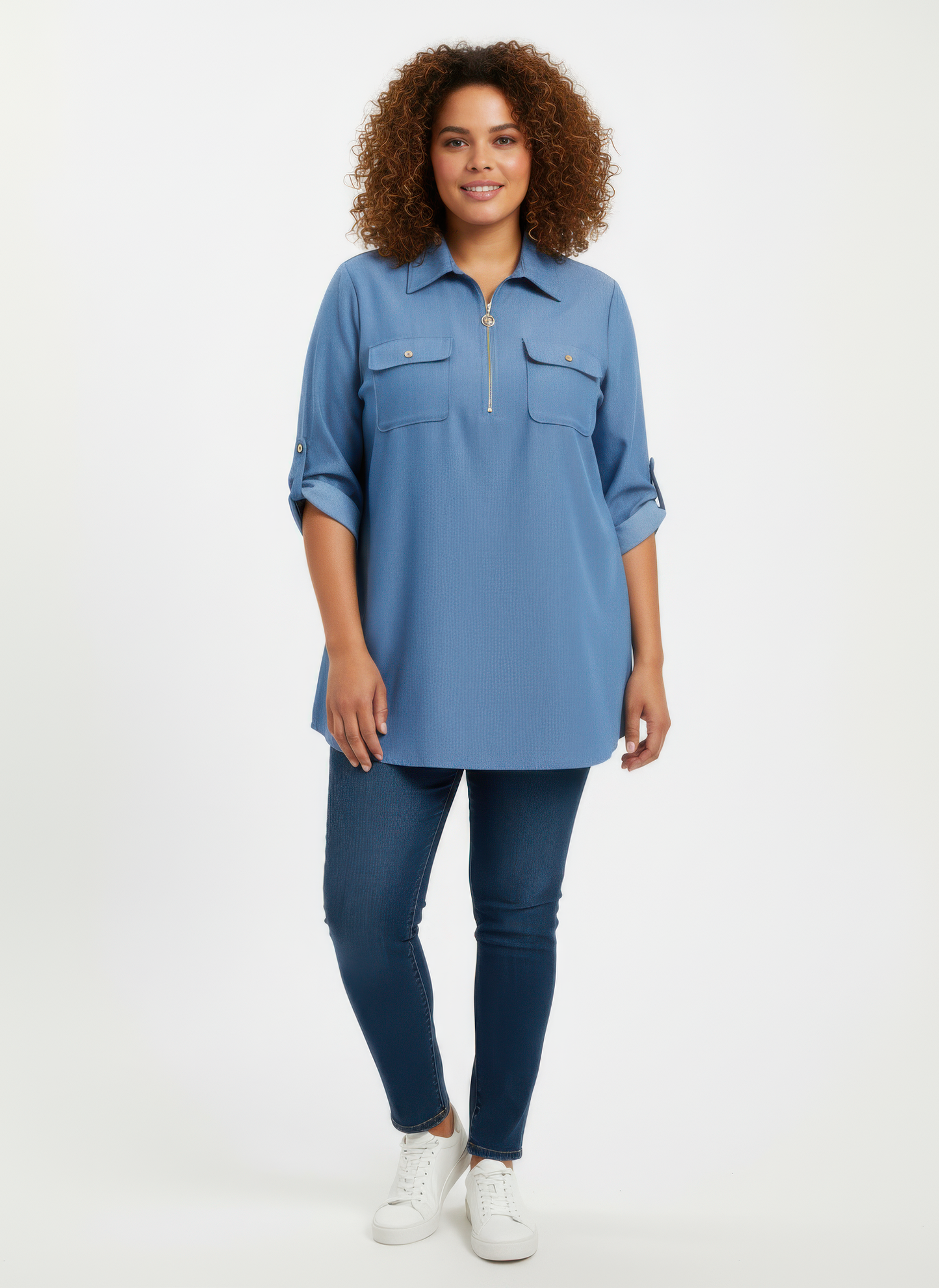 Zip Front Utility Pocket Tunic Blouse view 7 - Zip Utility Shirt (top)