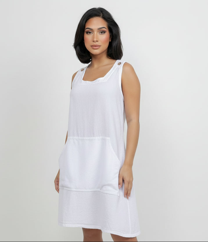 Zizi Tunic with Pocket! 100% Cotton Gauze in Aqua/ OSFM view 2 - Tunic Gauze Dress (top)