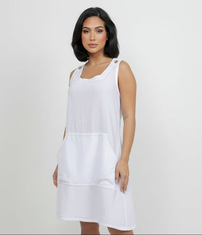 Zizi Tunic with Pocket! 100% Cotton Gauze in Aqua/ OSFM view 2 - Tunic Gauze Dress (top)
