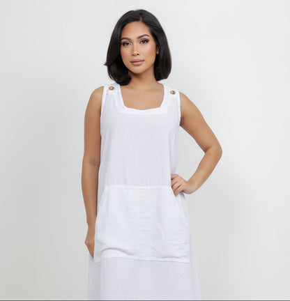 Zizi Tunic with Pocket! 100% Cotton Gauze in Azure/ OSFM view 3 - Tunic Gauze Dress (top)