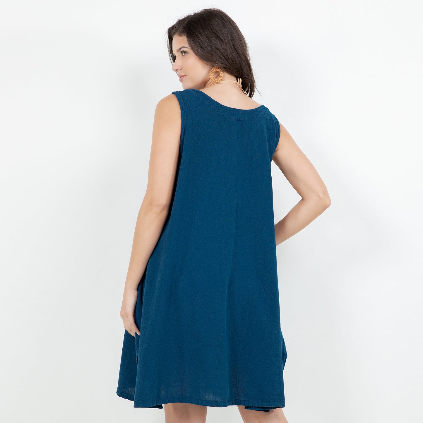 Zizi Tunic with Pocket! 100% Cotton Gauze in Green Apple/ OSFM view 10 - Tunic Gauze Dress (top)