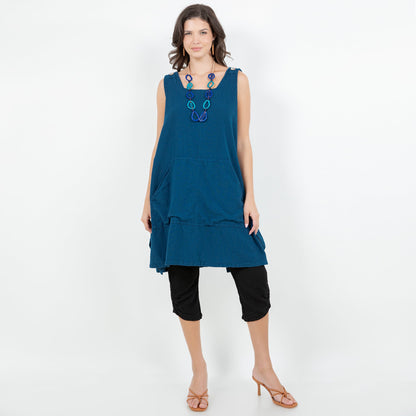 Zizi Tunic with Pocket! 100% Cotton Gauze in Iron/ OSFM view 14 - Tunic Gauze Dress (top)