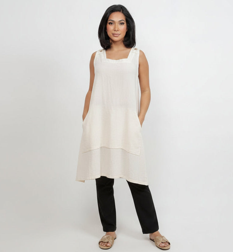 Zizi Tunic with Pocket! 100% Cotton Gauze in Magenta/ OSFM view 19 - Tunic Gauze Dress (top)