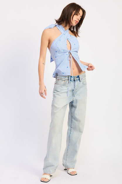 Zoey Halter Top view 4 - Zoey Crop Top