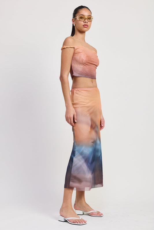 Zoya Midi Skirt in Orange Combo view 2 - Zoya Midi Dress Xxl