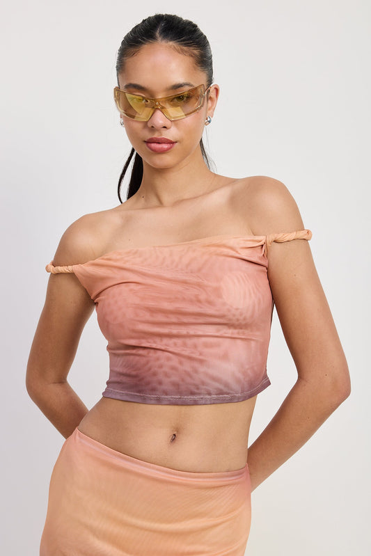 Zoya Off Shoulder Top in Orange Combo