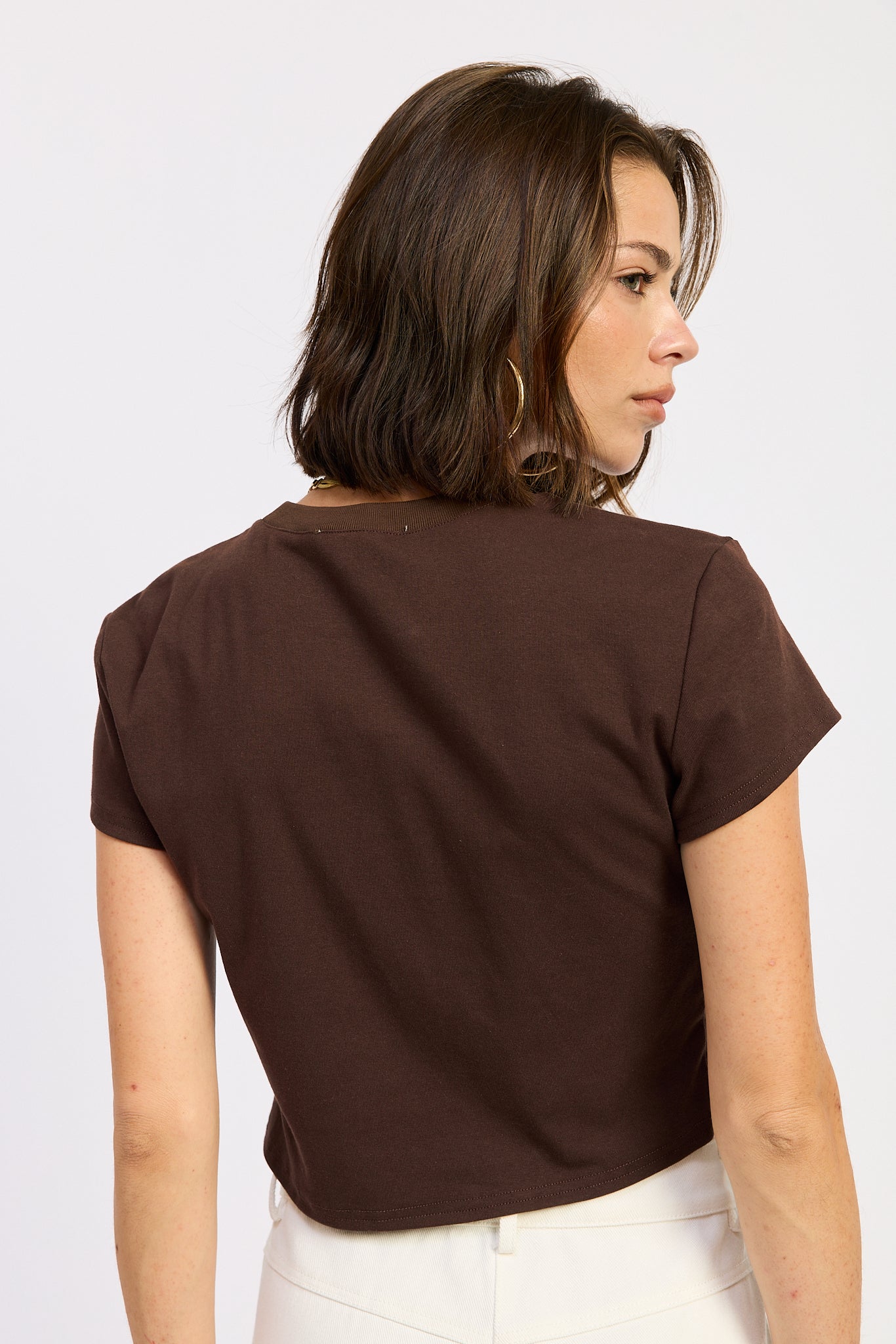 Zuleika Baby Tee Chocolate view 3 (top) - baby tee, zuleika baby tee - shop at us.meeeshop