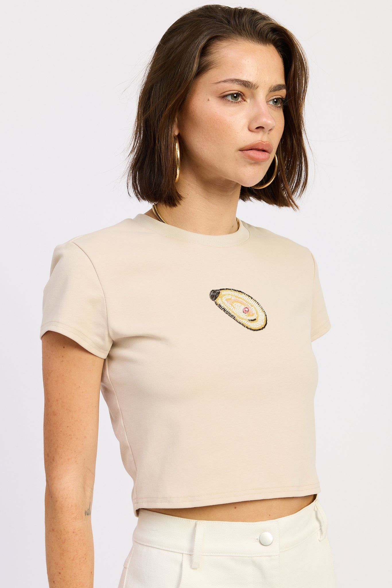 Zuleika Baby Tee Oat view 6 (top) - baby tee, zuleika baby tee - shop at us.meeeshop