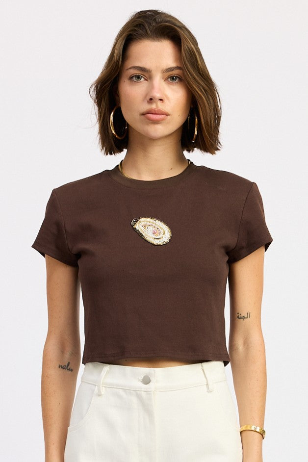 Zuleika Baby Tee Chocolate (top) - baby tee, zuleika baby tee - shop at us.meeeshop