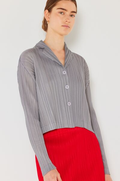 Marina West Swim Pleated Cropped Button Up Shirt | us.meeeshop