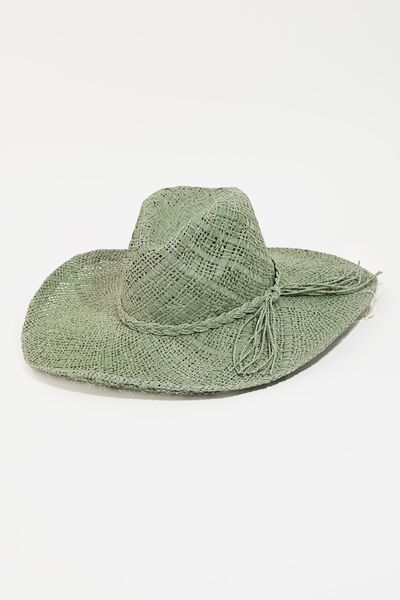 Fame Braided Strap Wide Brim Hat | us.meeeshop