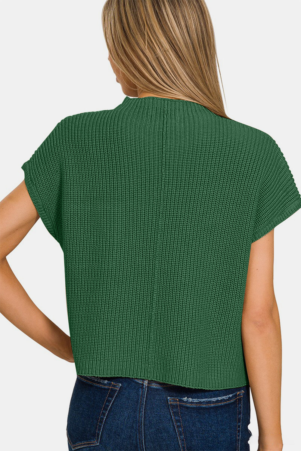 Zenana Mock Neck Short Sleeve Cropped Sweater | us.meeeshop