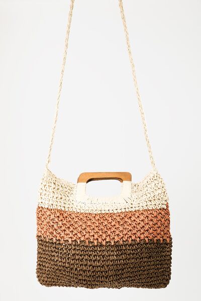Fame Color Block Double-Use Braided Tote Bag | us.meeeshop