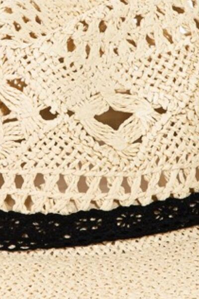 Fame Openwork Lace Detail Wide Brim Hat | us.meeeshop