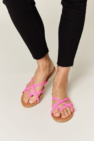 WILD DIVA Crisscross PU Leather Open Toe Sandals | us.meeeshop