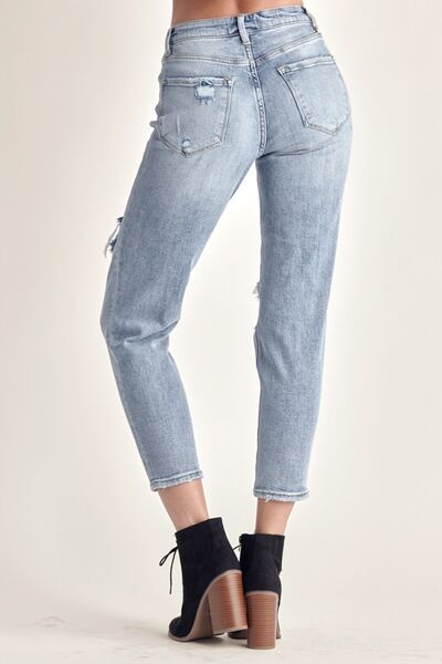 RISEN Distressed Slim Cropped Jeans | us.meeeshop