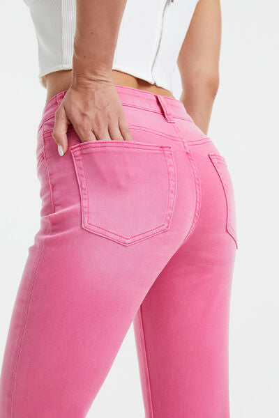 BAYEAS Full Size High Waist Distressed Raw Hem Jeans | us.meeeshop