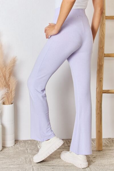 RISEN Full Size High Waist Ultra Soft Knit Flare Pants | us.meeeshop