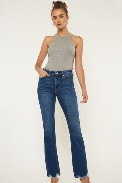 Kancan Cat's Whiskers Raw Hem Flare Jeans | us.meeeshop