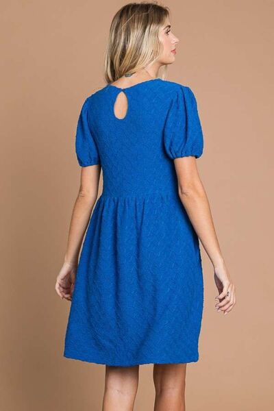 Culture Code Texture Round Neck Short Sleeve Dress with Pockets | us.meeeshop