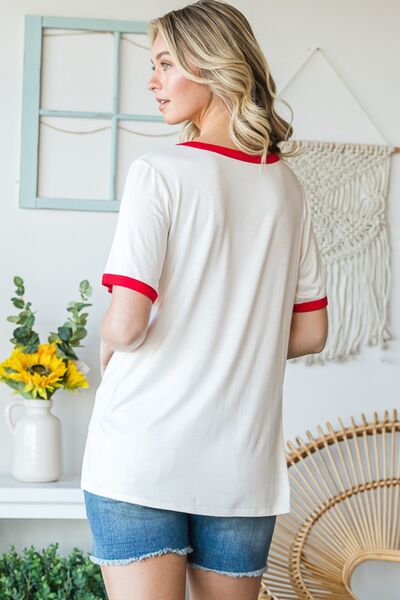 Heimish Full Size USA Contrast Trim Short Sleeve T-Shirt | us.meeeshop