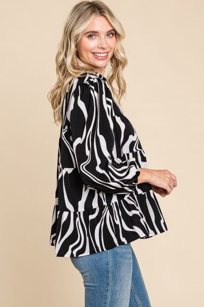 Culture Code Printed Smock Neck Tiered Blouse | us.meeeshop