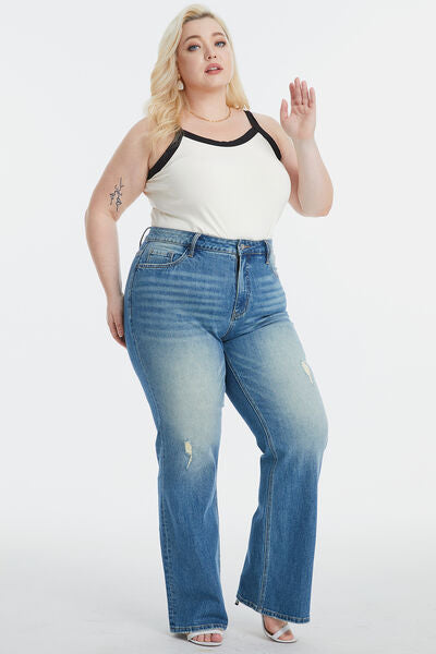 BAYEAS Full Size Ultra High-Waist Gradient Bootcut Jeans | us.meeeshop