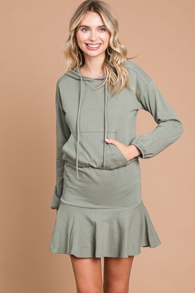 Culture Code Full Size Drawstring Dropped Shoulder Hooded Mini Dress | us.meeeshop
