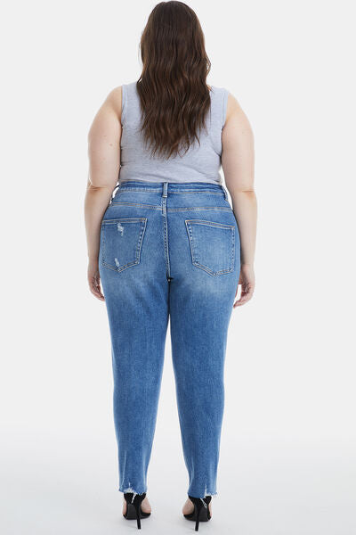 BAYEAS Full Size High Waist Distressed Raw Hew Skinny Jeans | us.meeeshop