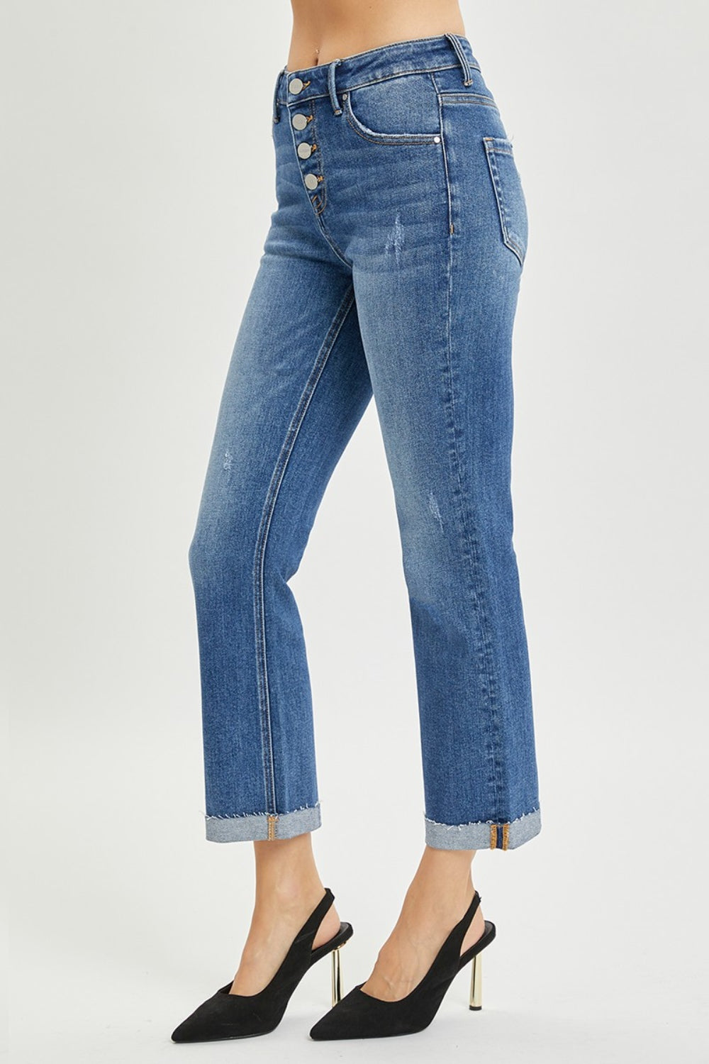 RISEN Full Size Button Fly Cropped Bootcut Jeans | us.meeeshop