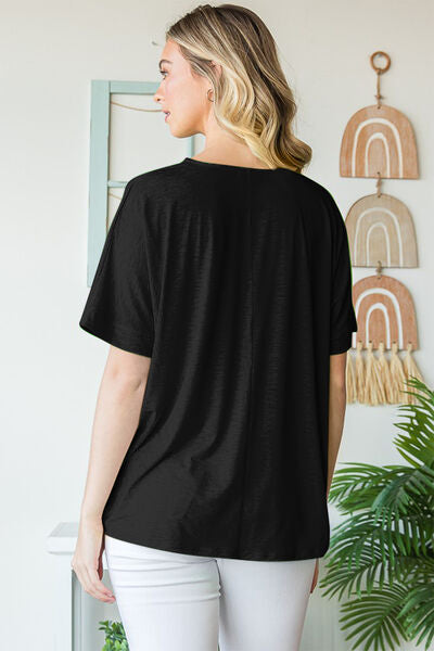 Heimish Full Size V-Neck Short Sleeve T-Shirt | us.meeeshop