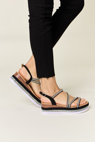 Forever Link Rhinestone Strappy Wedge Sandals | us.meeeshop