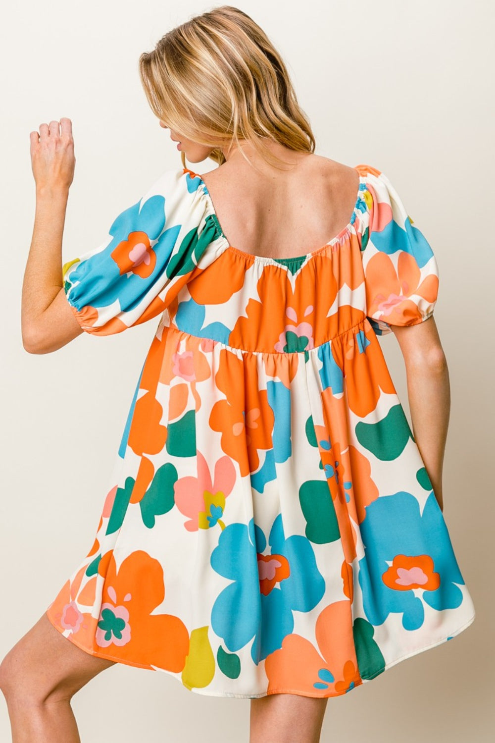 BiBi Floral Puff Sleeve Mini Dress | us.meeeshop