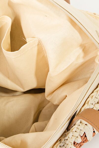 Fame Straw Braided Striped Tote Bag | us.meeeshop